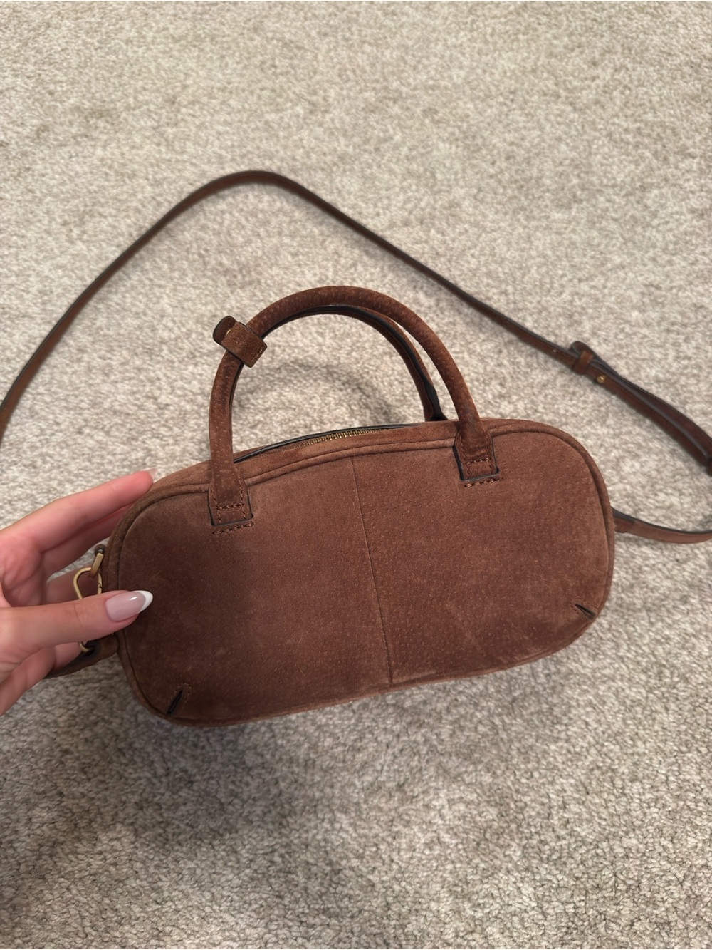 Zara Suede Top-Handle Crossbody Bag